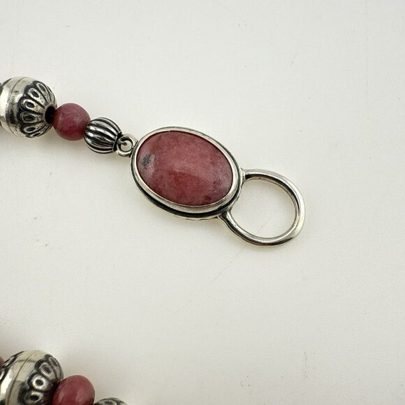 Carolyn Pollack Bracelet Sterling Silver Pink Rhodonite Beaded 925 Southwest - Picture 4 of 10